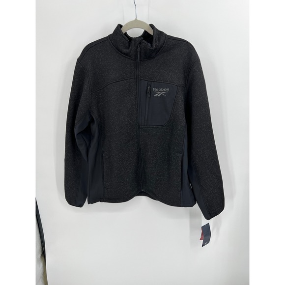 Reebok Other - Reebok Mens Full Zip Fleece Jacket Black Heather OMRB1530 Large NWT‎